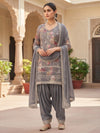 Grey colour pearl work suit