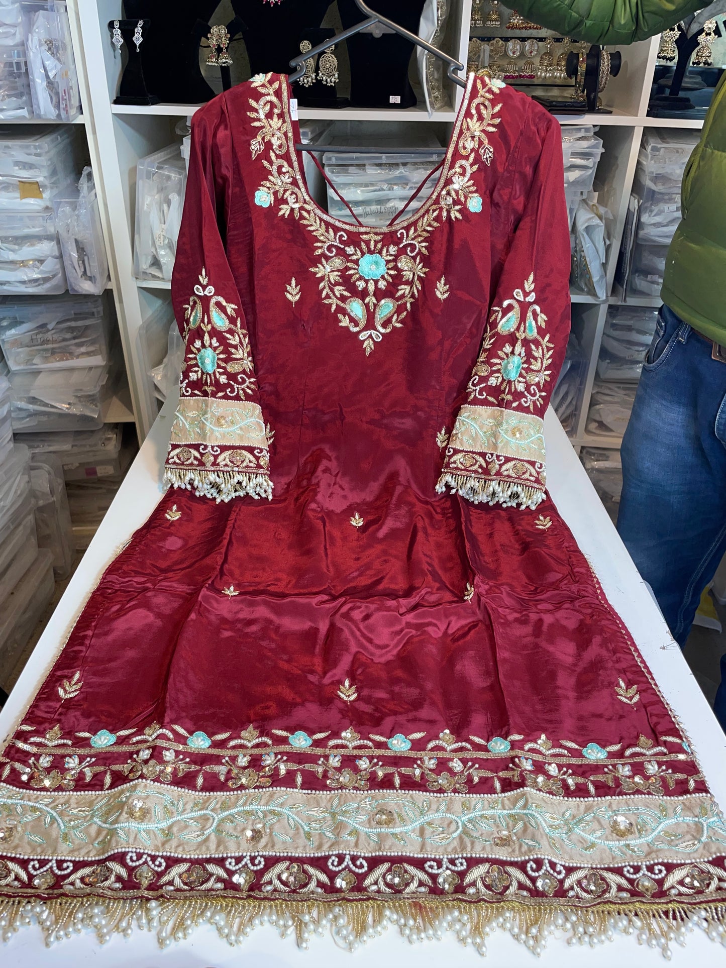 Mehroon Boutique suit with patchwork