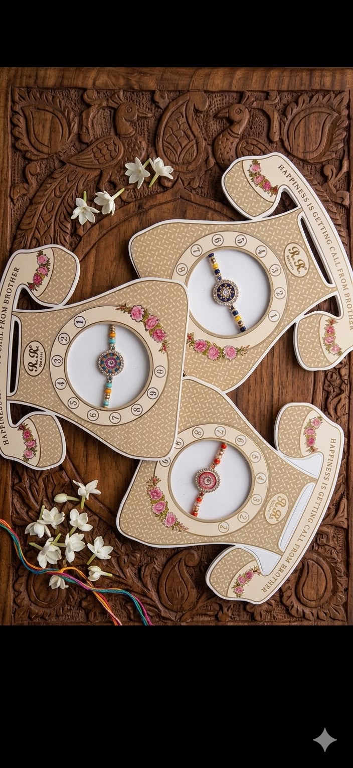 Telephone Style Meenakari Evil Eye Rakhi