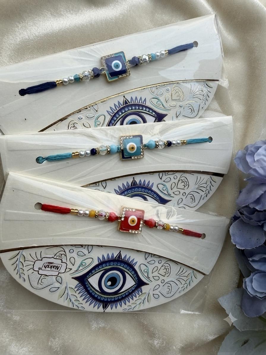 Assorted Square Evil Eye Rakhi