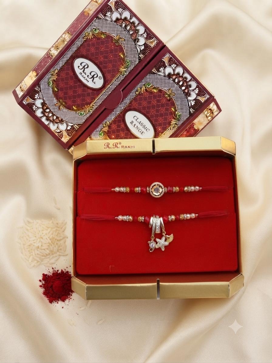 Couple Rakhi Set In American Dimond