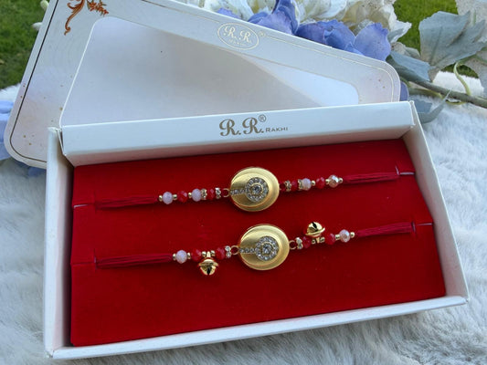 Traditional Designer Bro-Bhabi Combo Rakhi Set