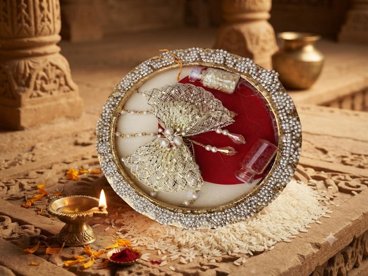Decorative Roli-Chawl Puja Thali