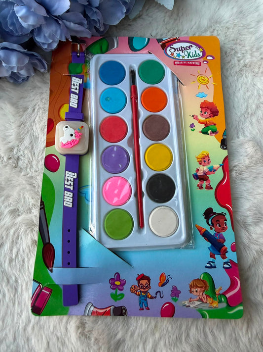 Assorted Kids Different Cartoon Character (light Up Watch Rakhi with Water Colour packing)