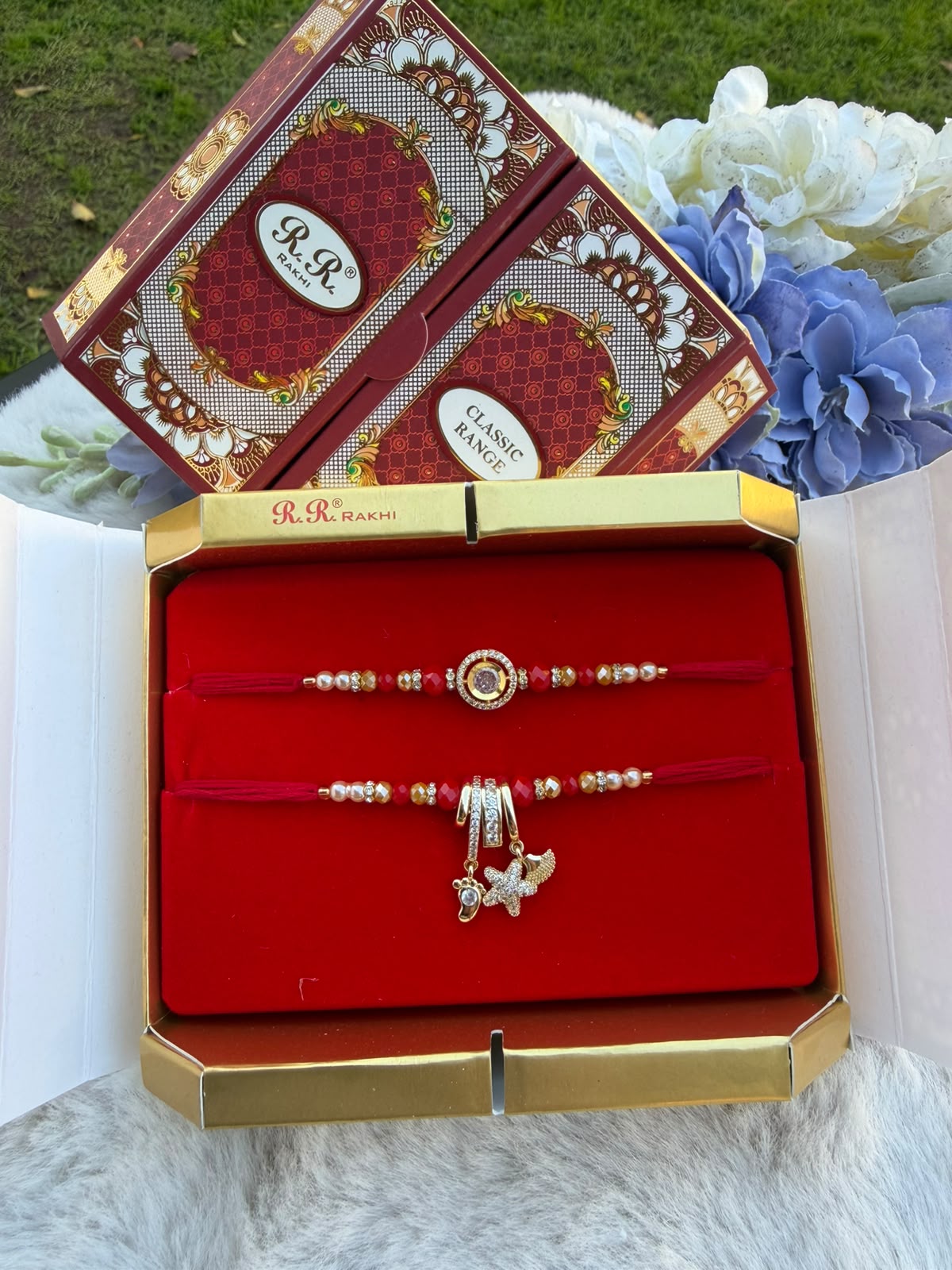 Couple Rakhi Set In American Dimond