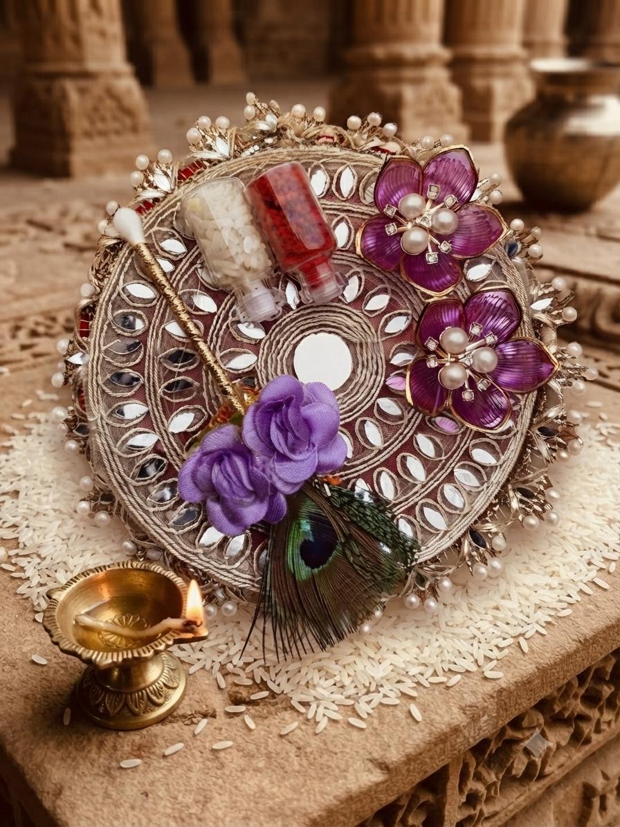 Stunning Roli-Chawl Tray for rakhi