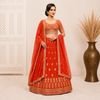 Designer Orange Bridal Lehenga Choli Set