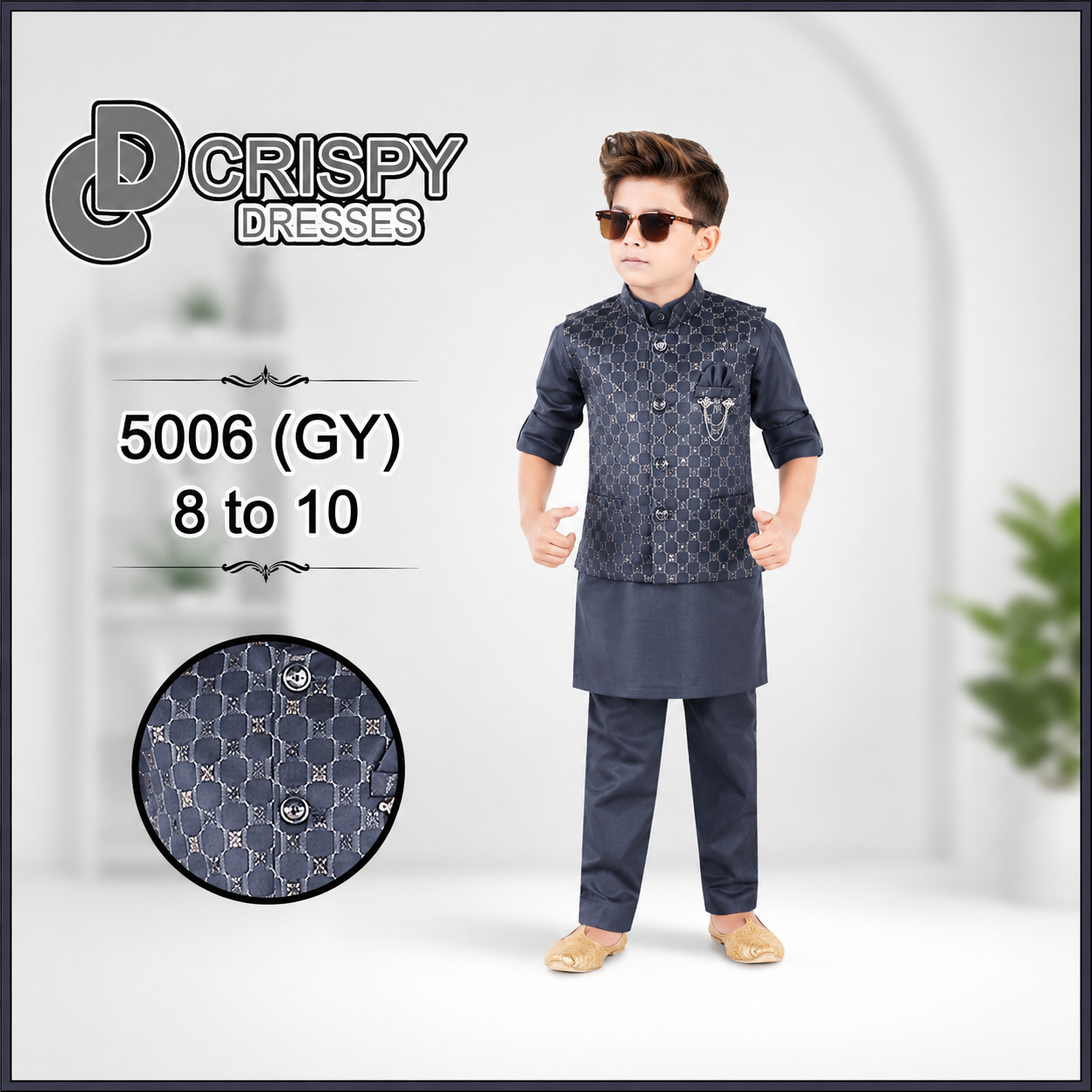 Navy Blue Kurta Pajama Set with Designer Waistcoat