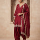 Designer hand embroidered mehroon suit