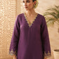 Lavender girlish look hand embroidered suit