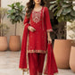 Red hand embroidered Salwar suit