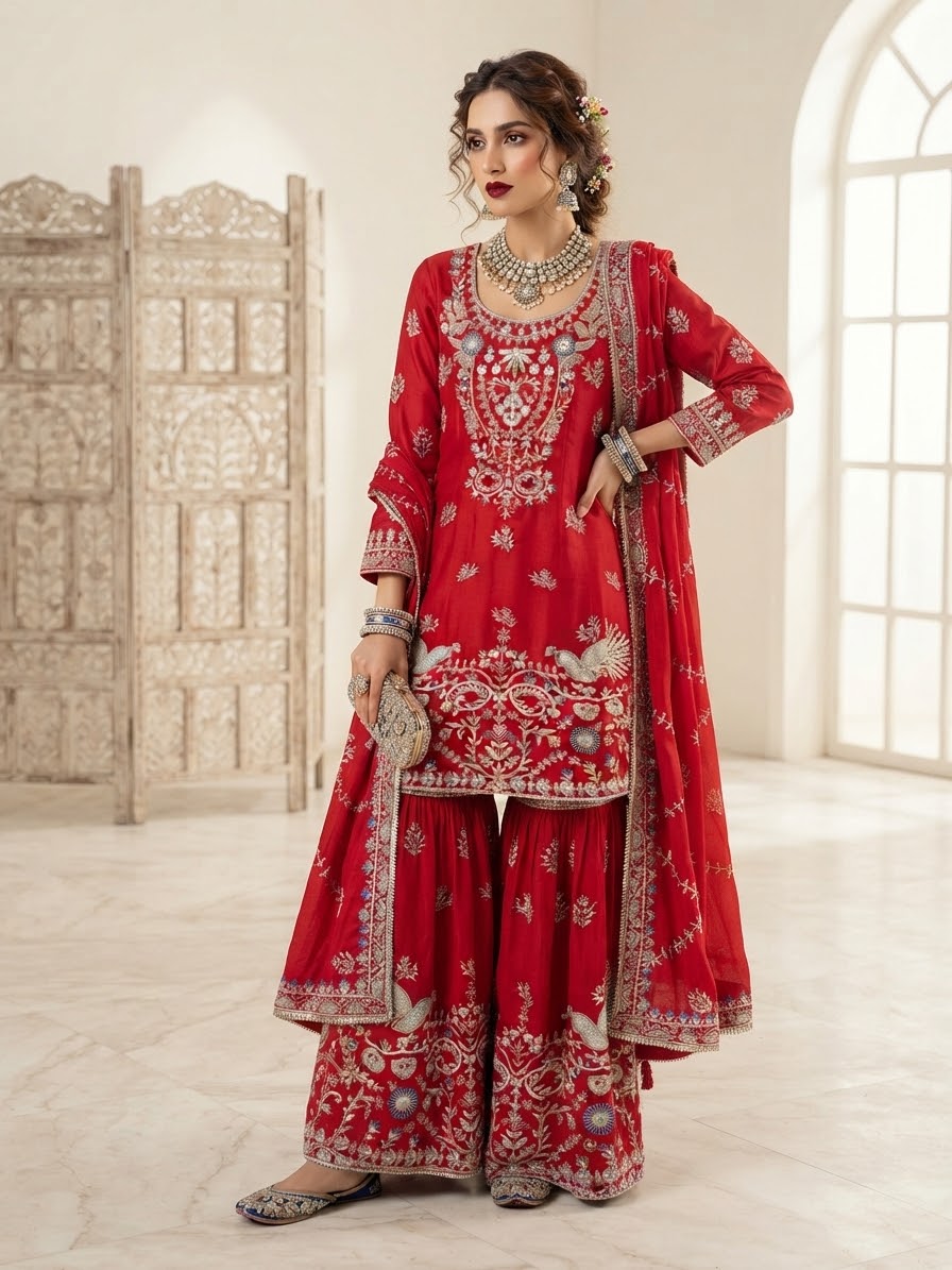 Heavy Red Suit with dupata work ❤️