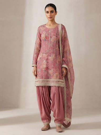 Blush pink hand embroidered suit