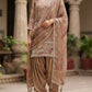 Golden colour hand embroidered pearl work suit
