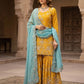 Stunning Yellow Sharara suit with contrast Firoji dupata 🛍️