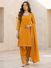 Musturd hand embroidered suit