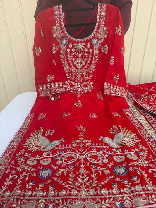 Heavy Red Suit with dupata work ❤️