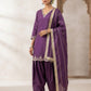 Lavender girlish look hand embroidered suit