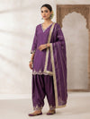Lavender girlish look hand embroidered suit