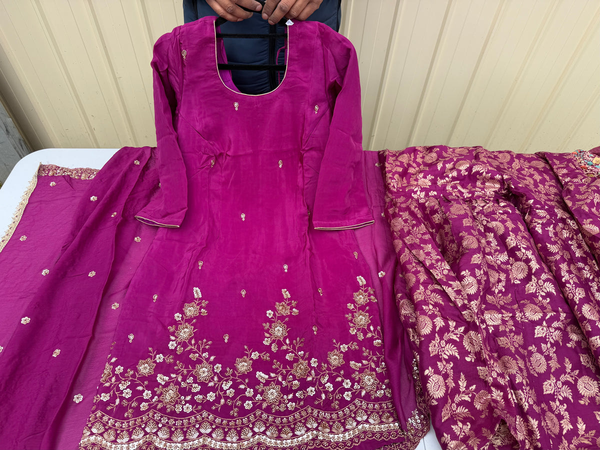 Sharara suit with Brocade bottom & Handembroided Dupata ❤️
