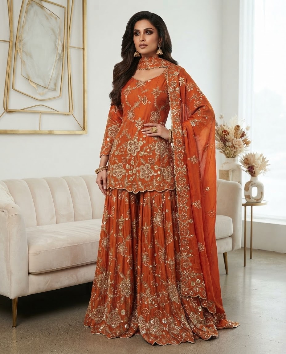Rust Sharara suit ❤️