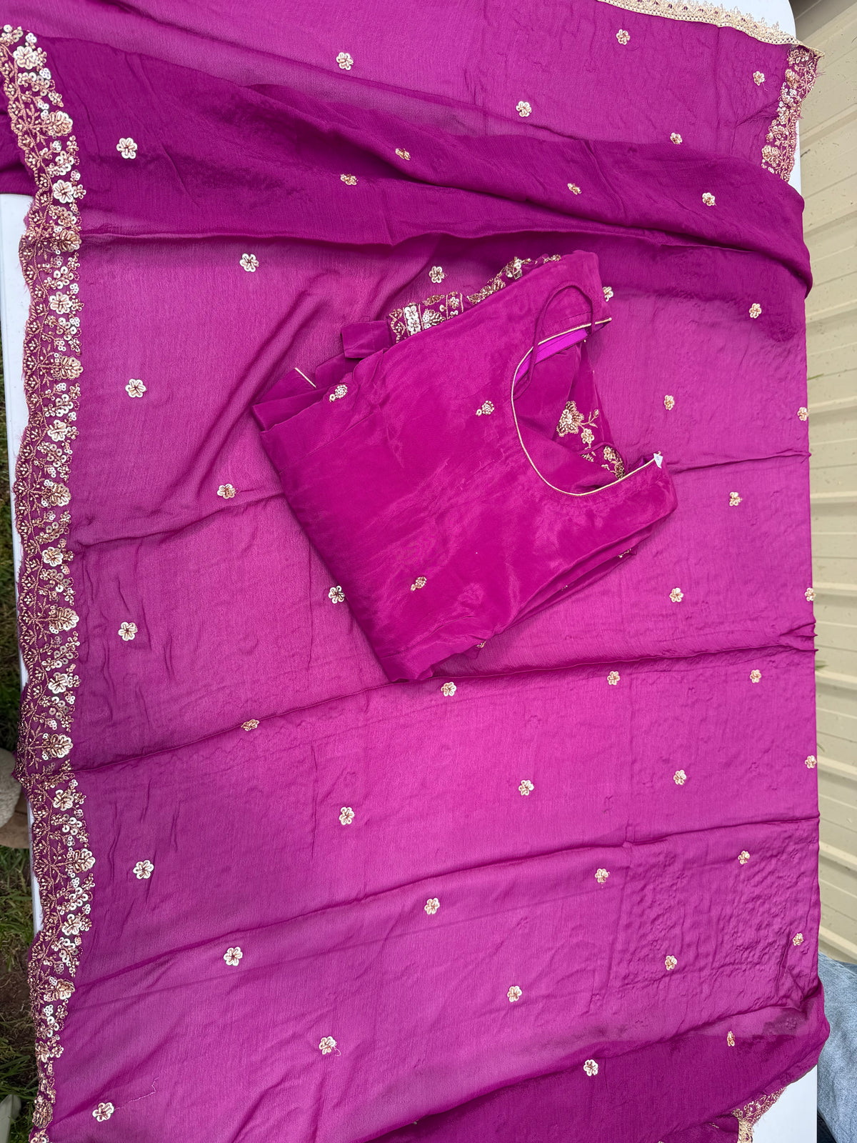 Sharara suit with Brocade bottom & Handembroided Dupata ❤️