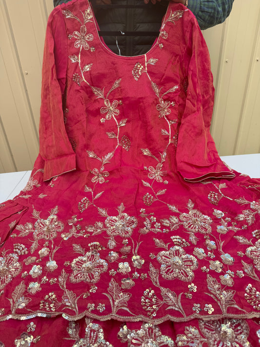 Shimmer fabric Pink Sharara suit ❤️