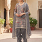 Grey colour pearl work suit