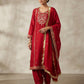 Red hand embroidered Salwar suit