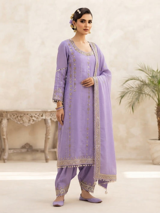 Hand embroidered lavender suit