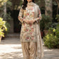 Off white Pearl work Hand embroidered suit