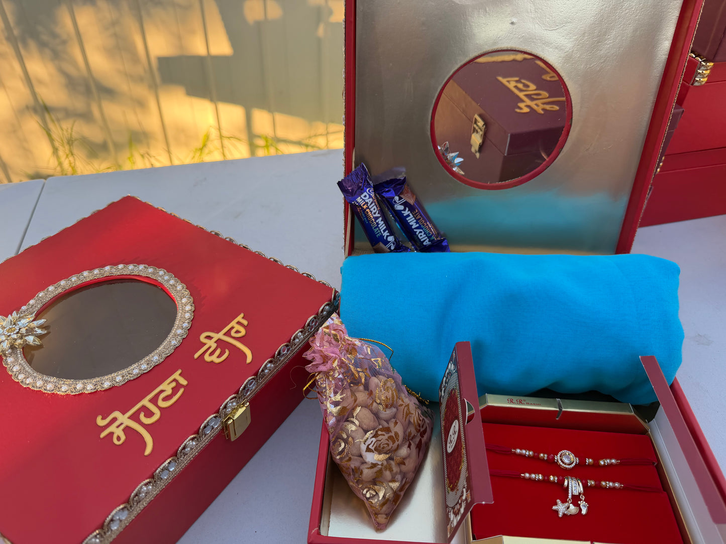 Rakhi Hamper Box (Includes Turban , Bro-Bhabi combo set , Nuts & chocolates )