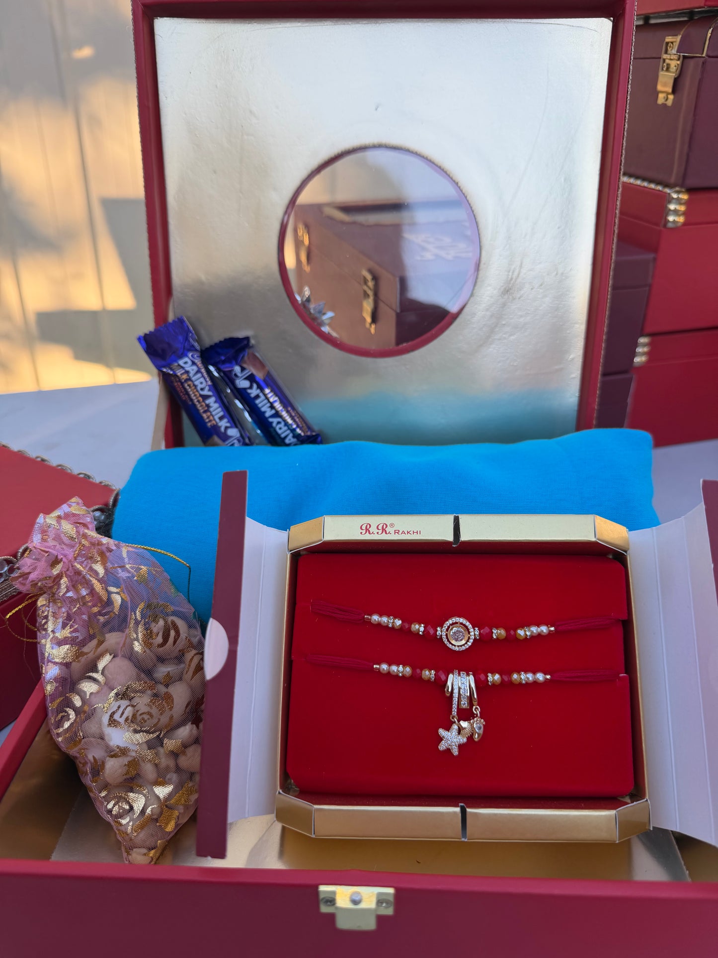 Rakhi Hamper Box (Includes Turban , Bro-Bhabi combo set , Nuts & chocolates )
