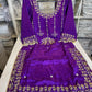 Hand embroidered purple suit with bottom work