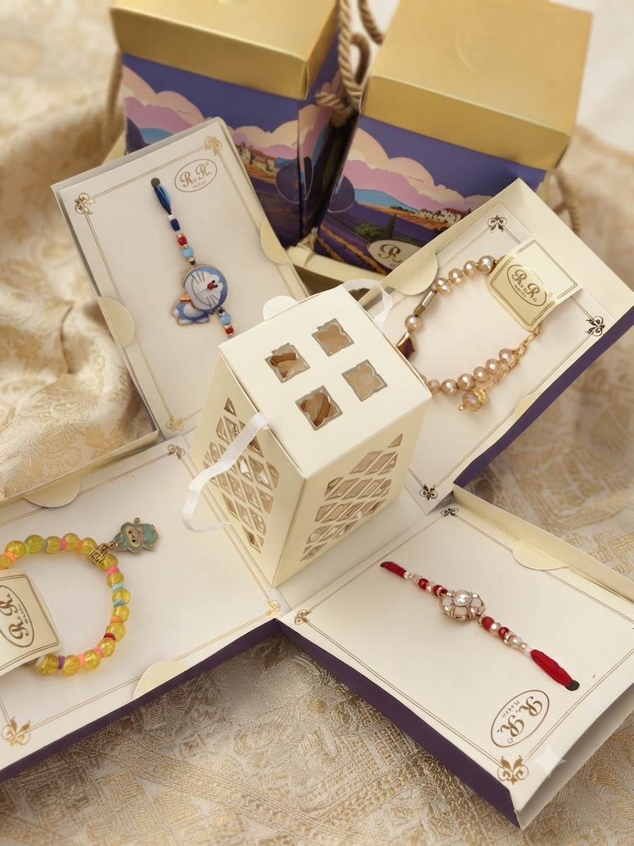 Family combo box (includes kids rakhi & bracelet, keyring , Bhabi bracelet & bro rakhi )