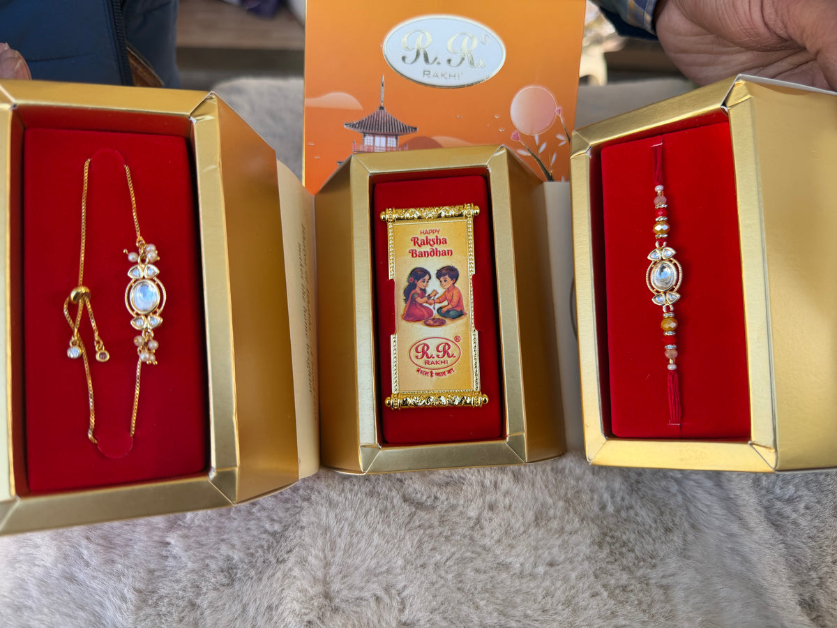 Hamper Box with Kundan Bro-Bhabi Rakhi