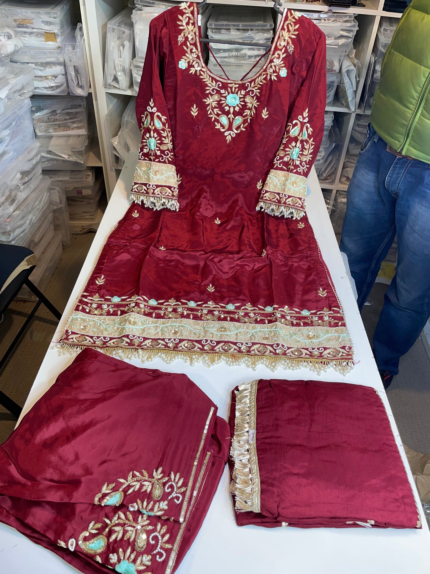 Mehroon Boutique suit with patchwork