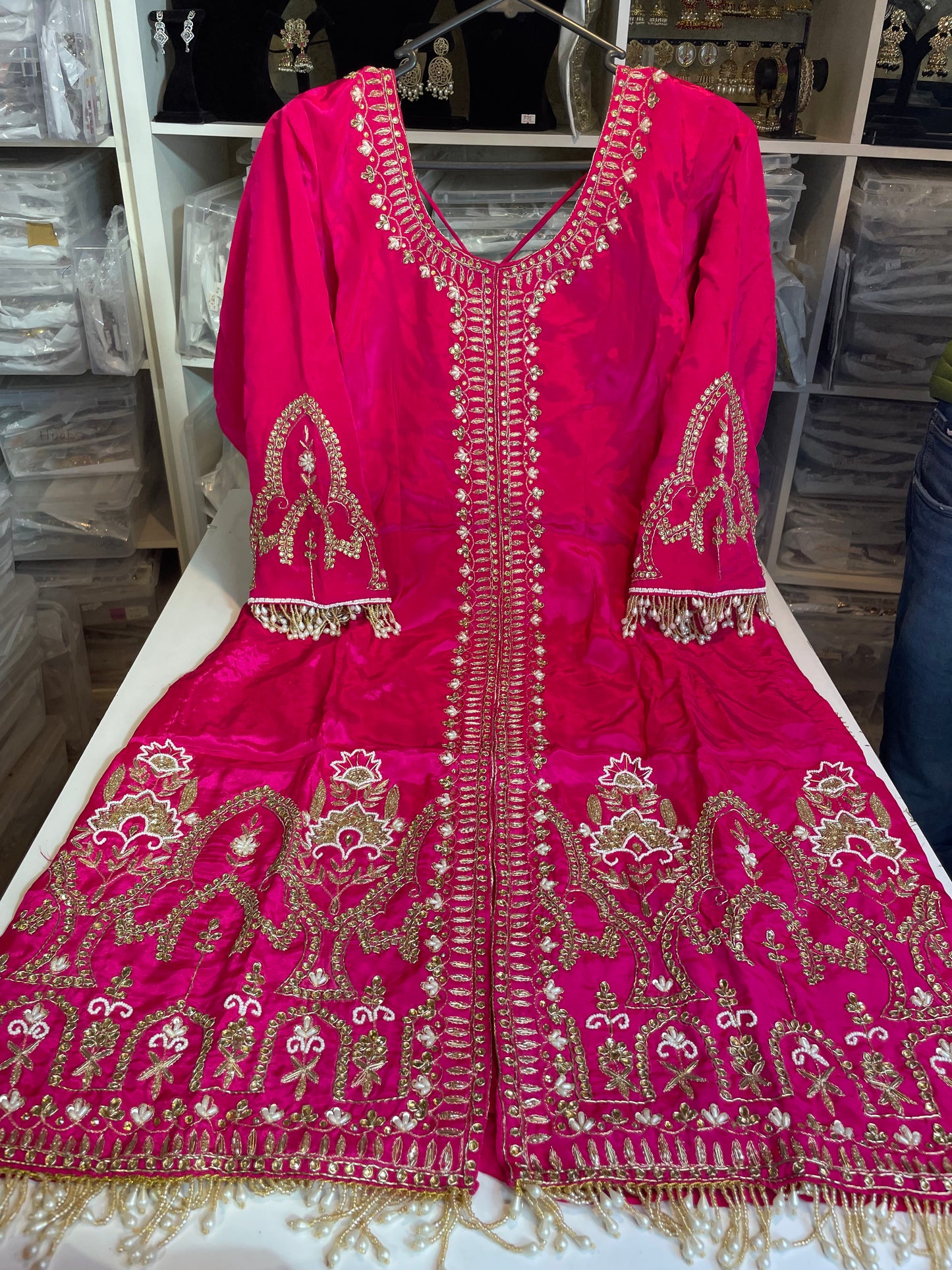 Hot pink Hand embroidered Punjabi suit (Bottom Salwar)