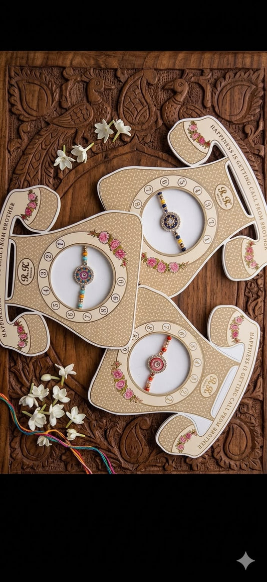 Telephone Style Meenakari Evil Eye Rakhi