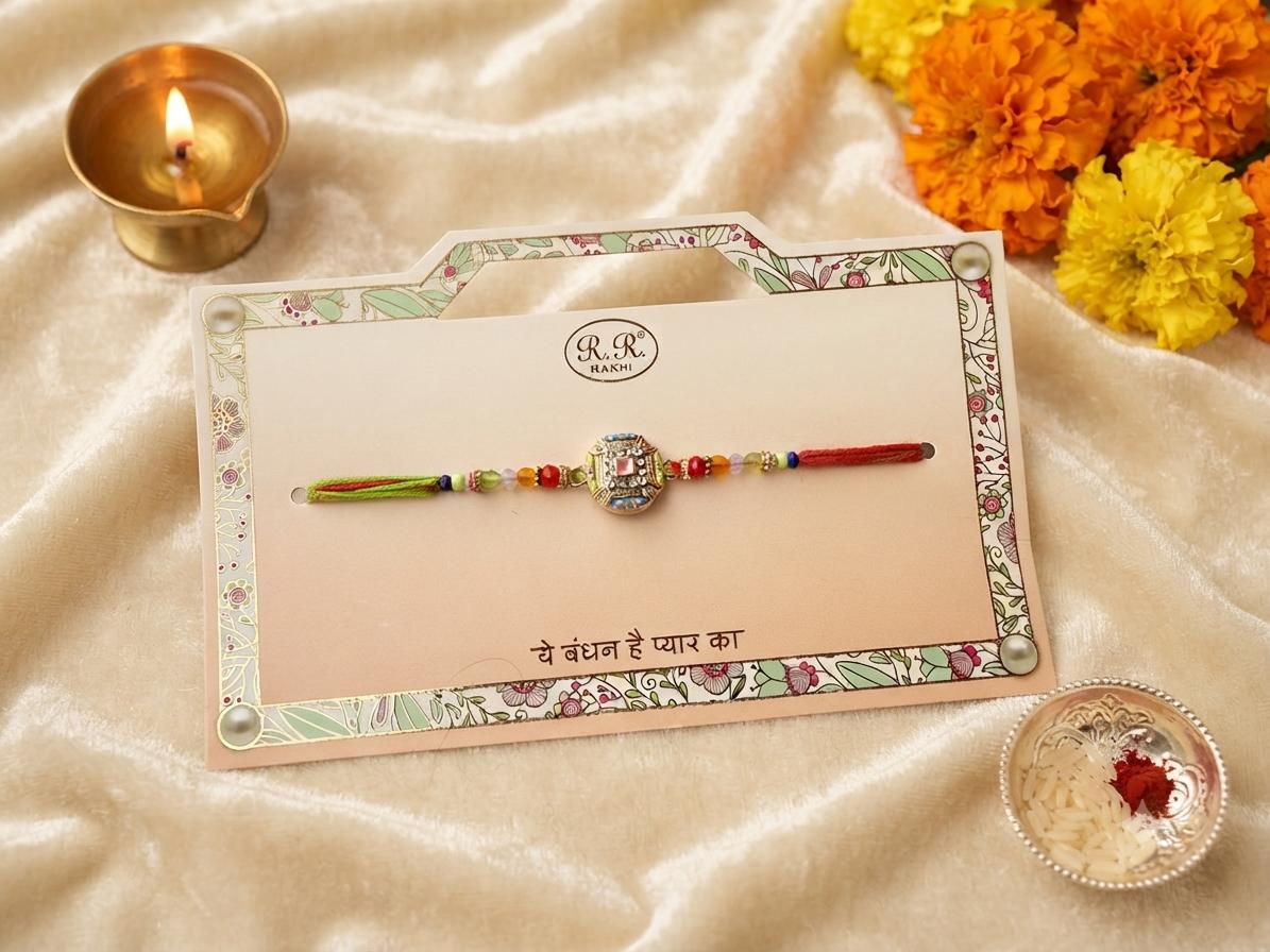 Multicolored Kundan Meenakari Rakhi