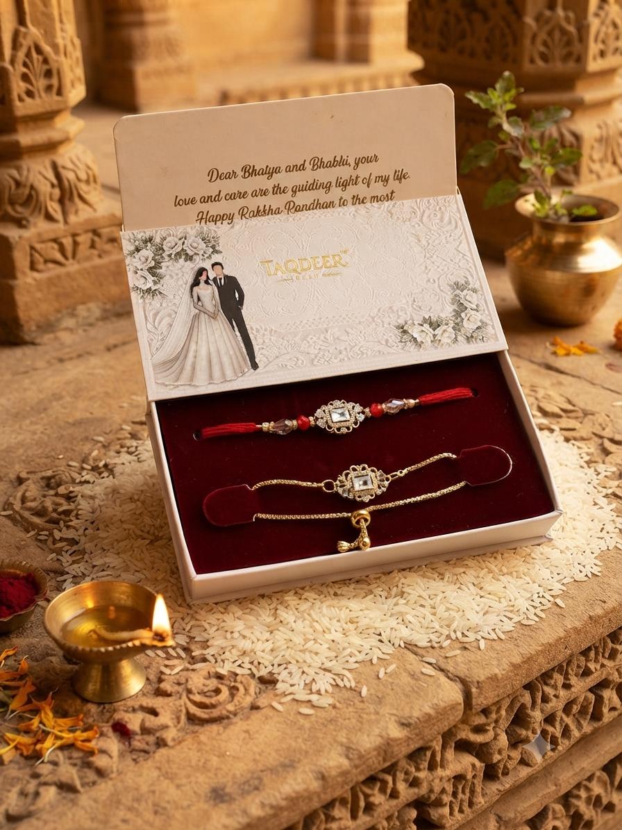 Premium American Dimond Couple Set Rakhi