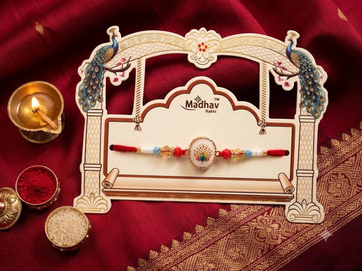 Peacock marbel Stone rakhi
