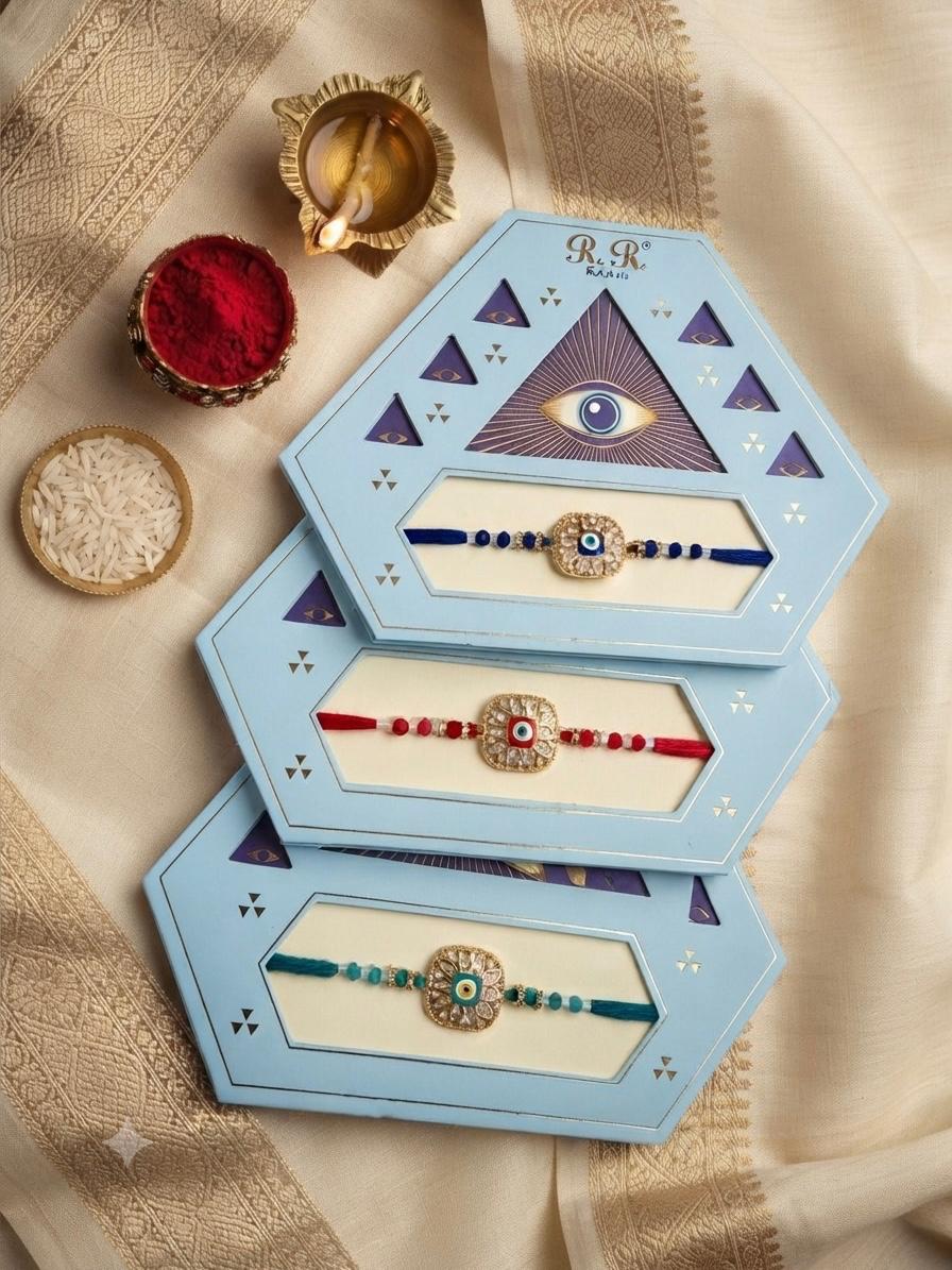 Assorted Evil-Eye rakhi In Kundan