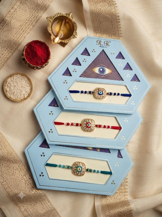 Assorted Evil-Eye rakhi In Kundan