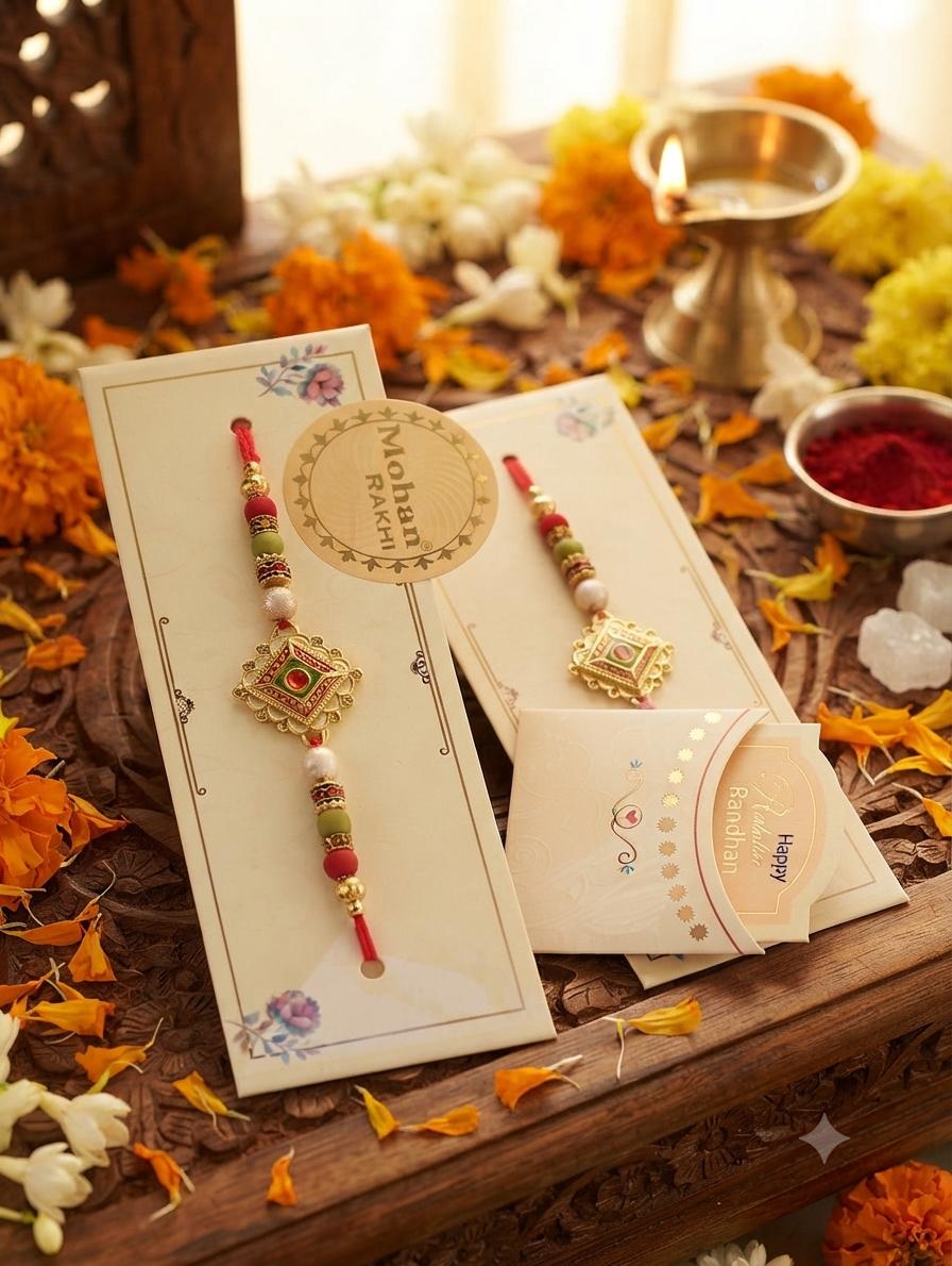 Meenakari Rakhi with little Greeting card