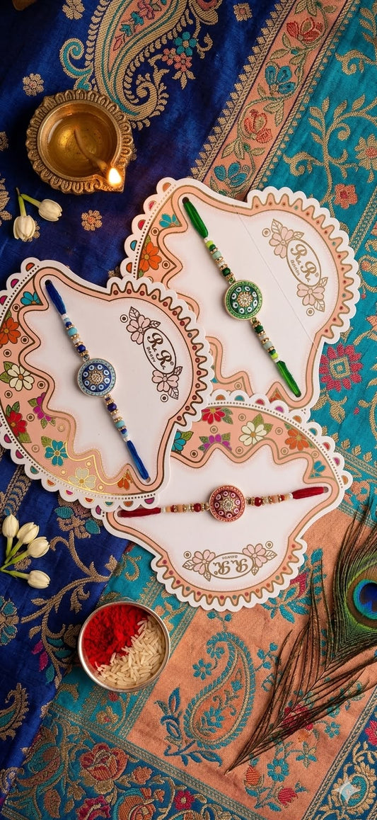Assorted Evil Eye Meenakari Rakhi (Per Pc)