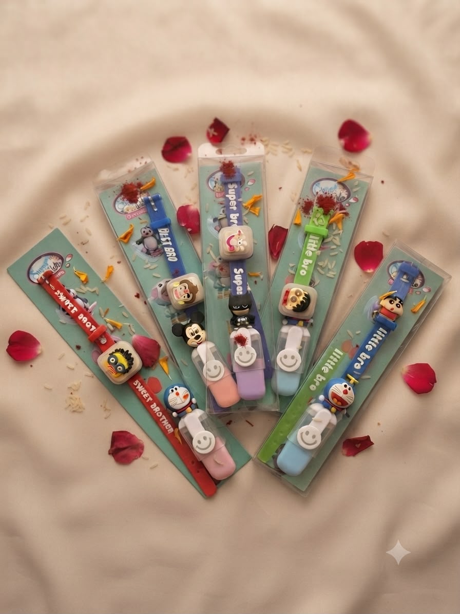Kids Rakhi pack Assorted With Lights up Watch & Marker