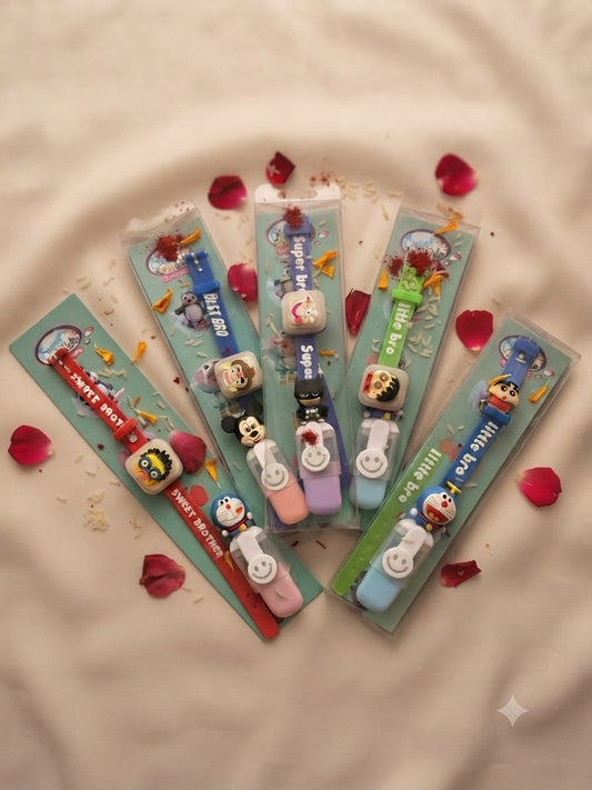 Kids Rakhi pack Assorted With Light up Watch & Marker