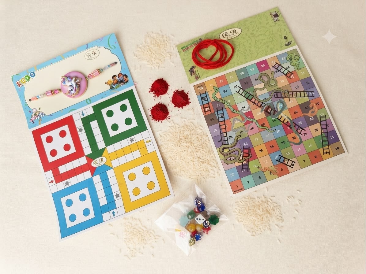 Ludo & Snack Ladder (2 in 1) Game Rakhi (Unicorn)
