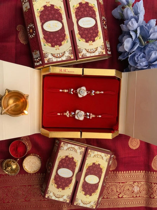 Premium Range-Couple Spinner  Rakhi Set in American Dimond